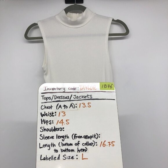 She + Sky White Ribbed Mock Neck sleeveless Bodysuit size L - Picture 13 of 14